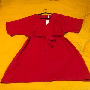 Mango Red Faux Wrap Dress